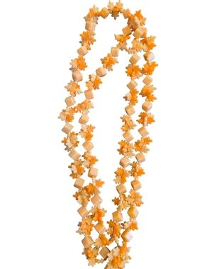Vintage 1960s  Orange  Beaded multistrand  lucite Necklace with metal clasp